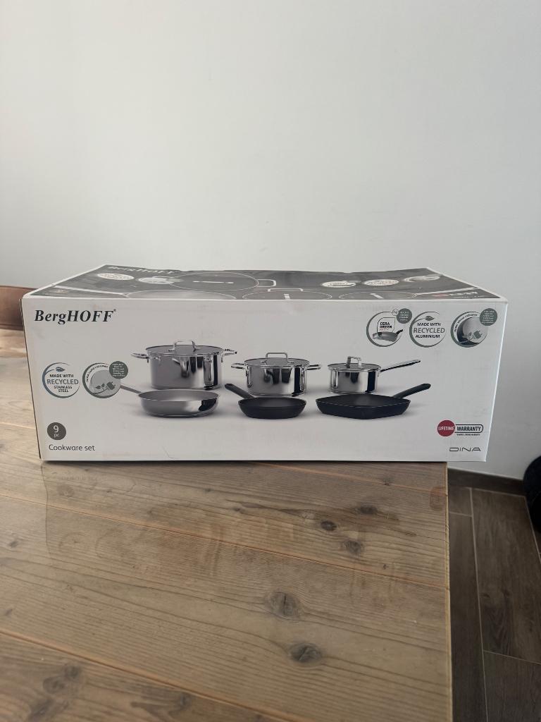 Berghoff pannenset 9 stuks, Huis en Inrichting, Keuken | Potten en Pannen, Ophalen, Inductieplaat, Pannenset, Nieuw