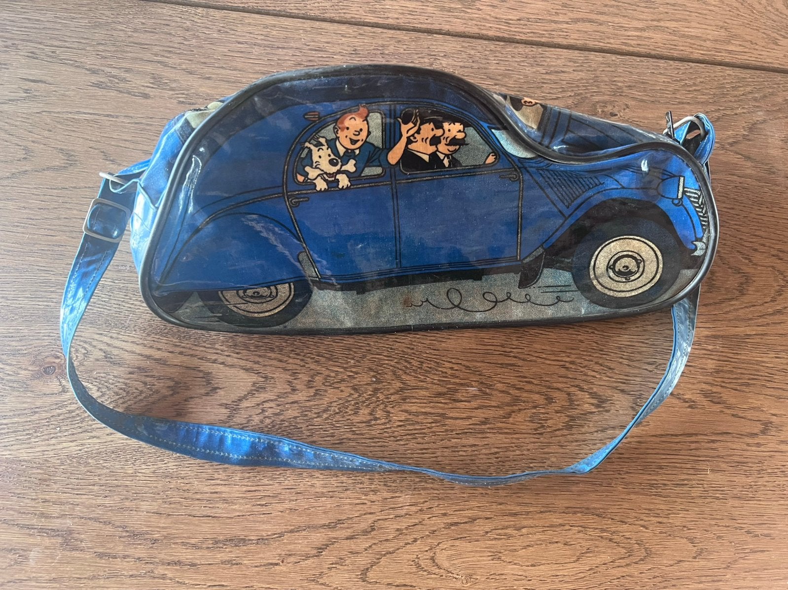 Sac vintage tintin voiture bleu, Collections, Enlèvement ou Envoi, Tintin, Utilisé, Ustensile