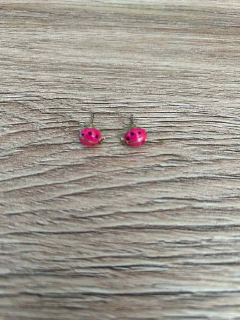 Boucle d’oreille coccinelle, Handtassen en Accessoires, Oorbellen, Ophalen, Zo goed als nieuw, Roze, Knopjes of Stekers