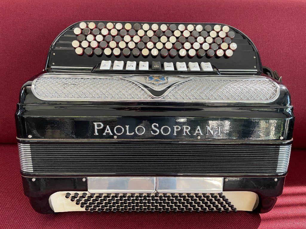 Paolo Soprani knopaccordeon . 120bas. 4korig.Musette.DO3., Gebruikt, Met koffer, Ophalen of Verzenden, Knopaccordeon