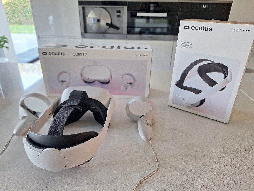 VR bril: Oculus quest 2 128 Gb + Elite strap, Ophalen of Verzenden, Zo goed als nieuw, VR-bril, Overige platformen