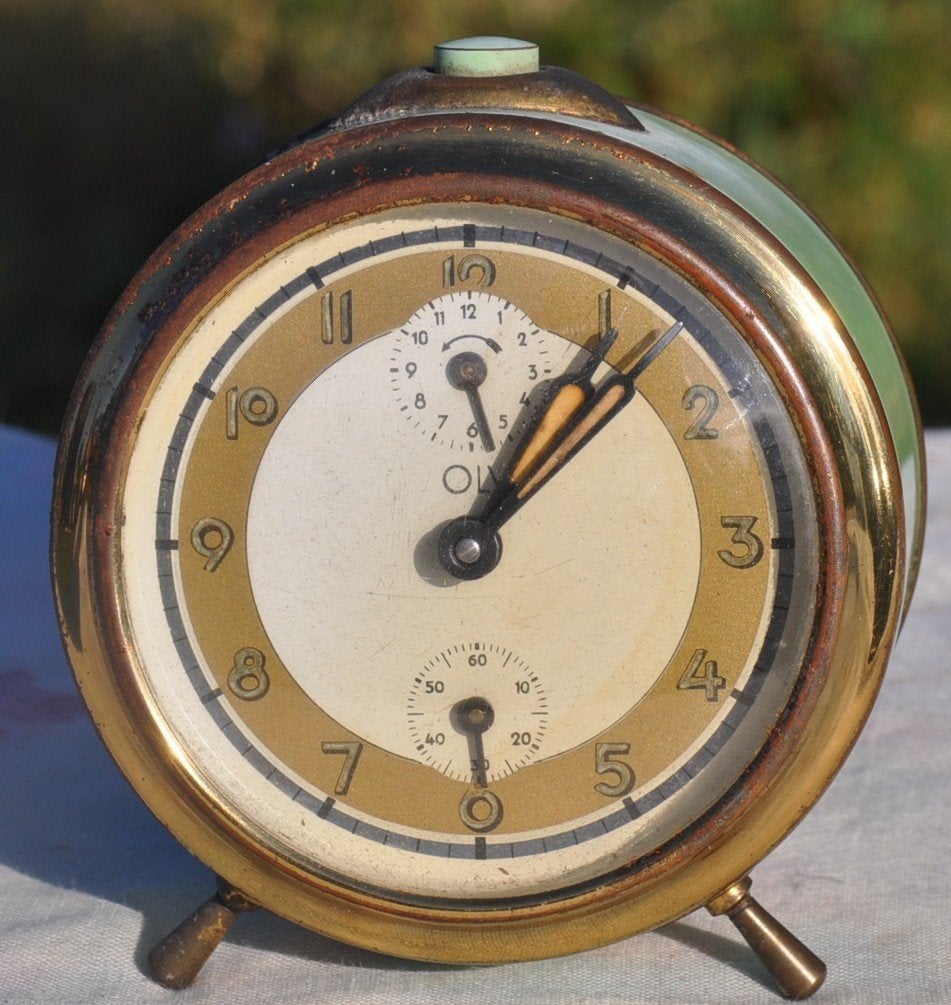 reveil OLV mecanique boitier metal vert, Enlèvement ou Envoi
