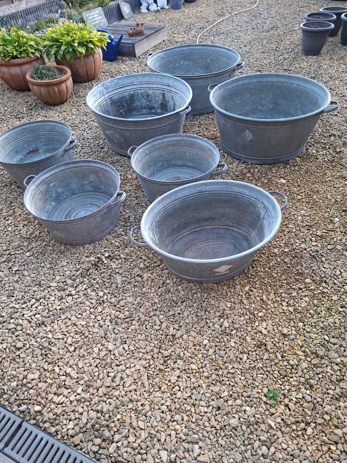 lot van 7 zinken kuipen mooie staat waterdicht, Tuin en Terras, Ophalen