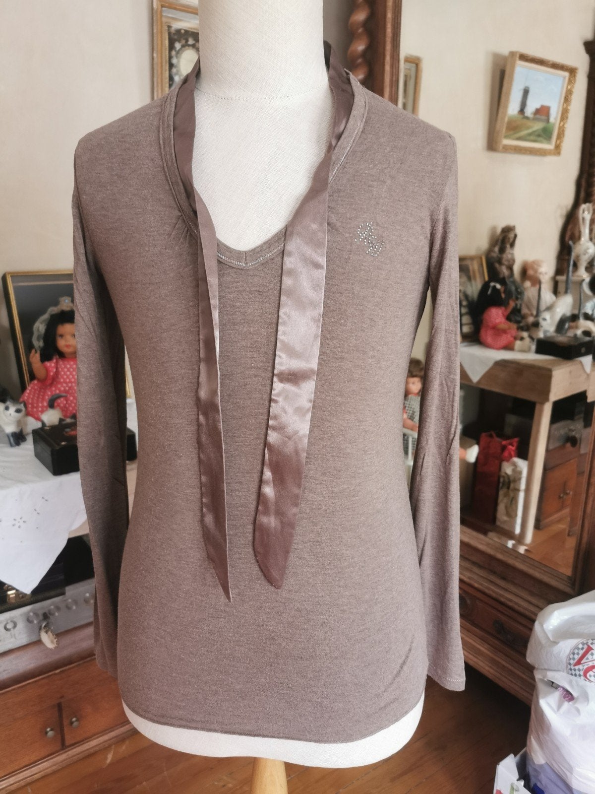 Mooie dames t-shirt met mouwen van River Woods, Bruin, River Woods, Maat 42/44 (L), Ophalen of Verzenden