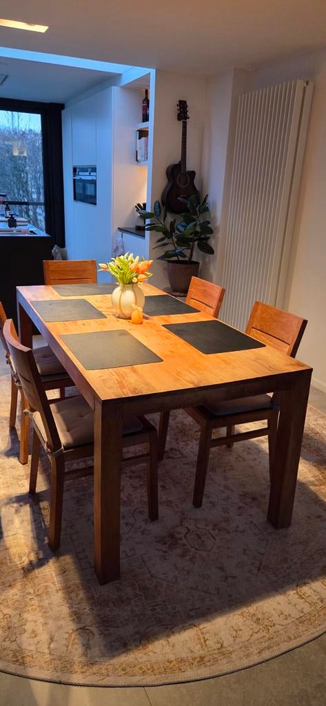 Teak houten tafel met 4 stoelen, Ophalen