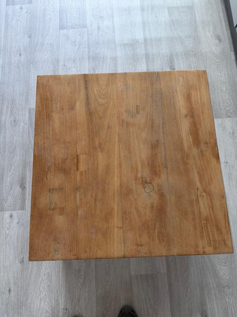 Table de salon en teck à restaurer, Teck, 50 à 100 cm, Carré, Enlèvement