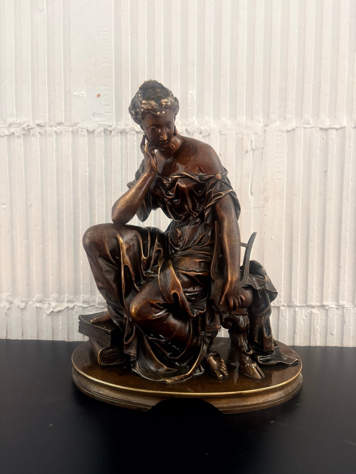 Grande sculpture en régule/bronze « La Muse de la Poésie », Verzamelen, Ophalen, Zo goed als nieuw