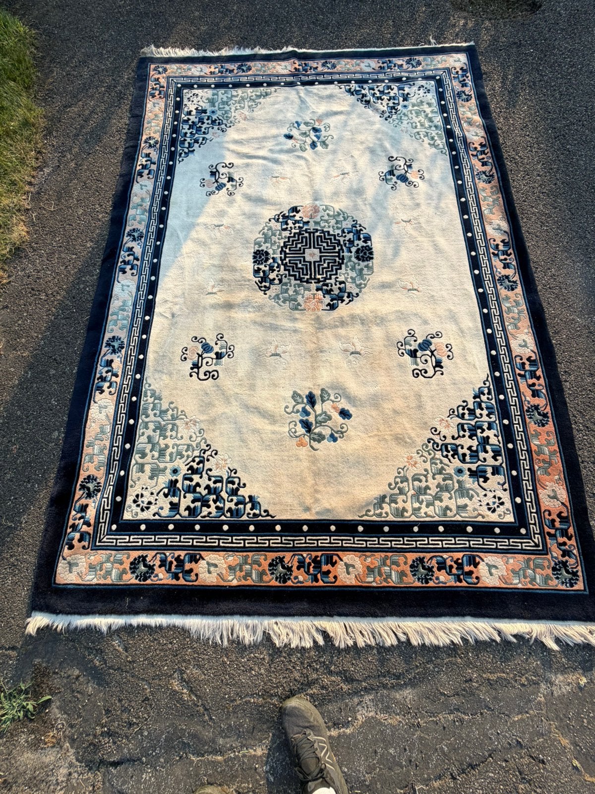 Grote heel zachte wollen tapijt, Huis en Inrichting, Stoffering | Tapijten en Vloerkleden, Ophalen, Gebruikt, Blauw, 200 cm of meer