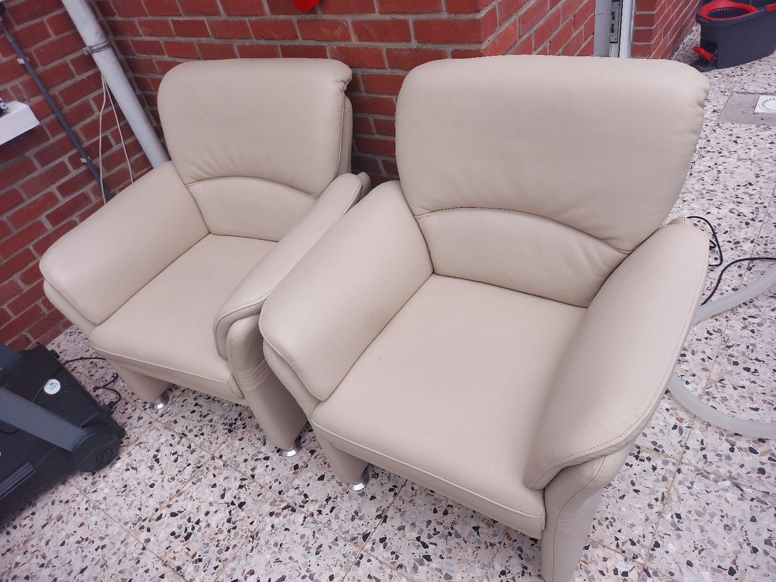 Sofa beige cuir 3 + 1 + 1, Maison & Meubles, Enlèvement, Utilisé, Quatre personnes ou plus, Cuir