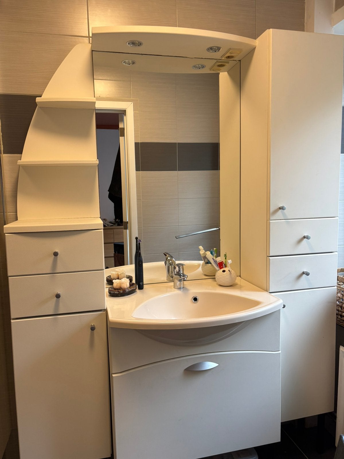 Meuble de salle de bains + robinet Grohe, Ophalen, Gebruikt, 100 tot 150 cm, 150 tot 200 cm