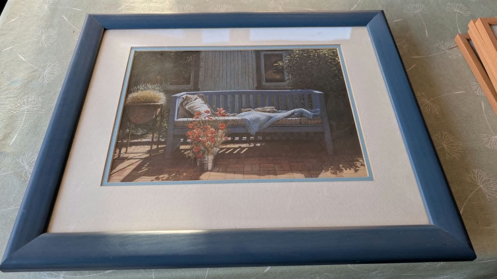 Kader blauwe fotolijst - 57 x 48cm, TV, Hi-fi & Vidéo, Enlèvement, Comme neuf, Bleu, Bois