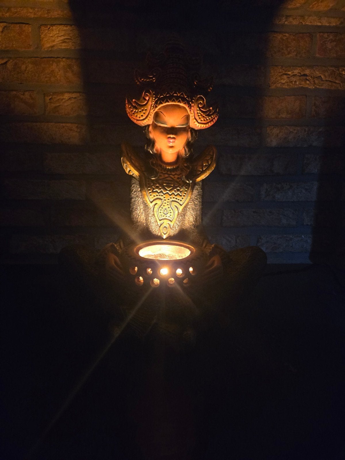 Vintage TV-Lamp Balinese Goddess (Studio Alex MDMG 98), Antiek en Kunst, Gips, Beschilderd, Ophalen of Verzenden, 20 - 50 cm