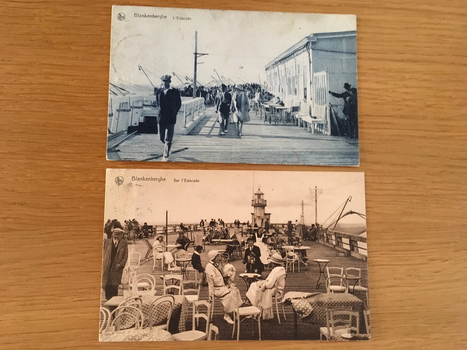 2 oude postkaarten Blankenberghe  l’Estacade (1), Verzenden, Gelopen