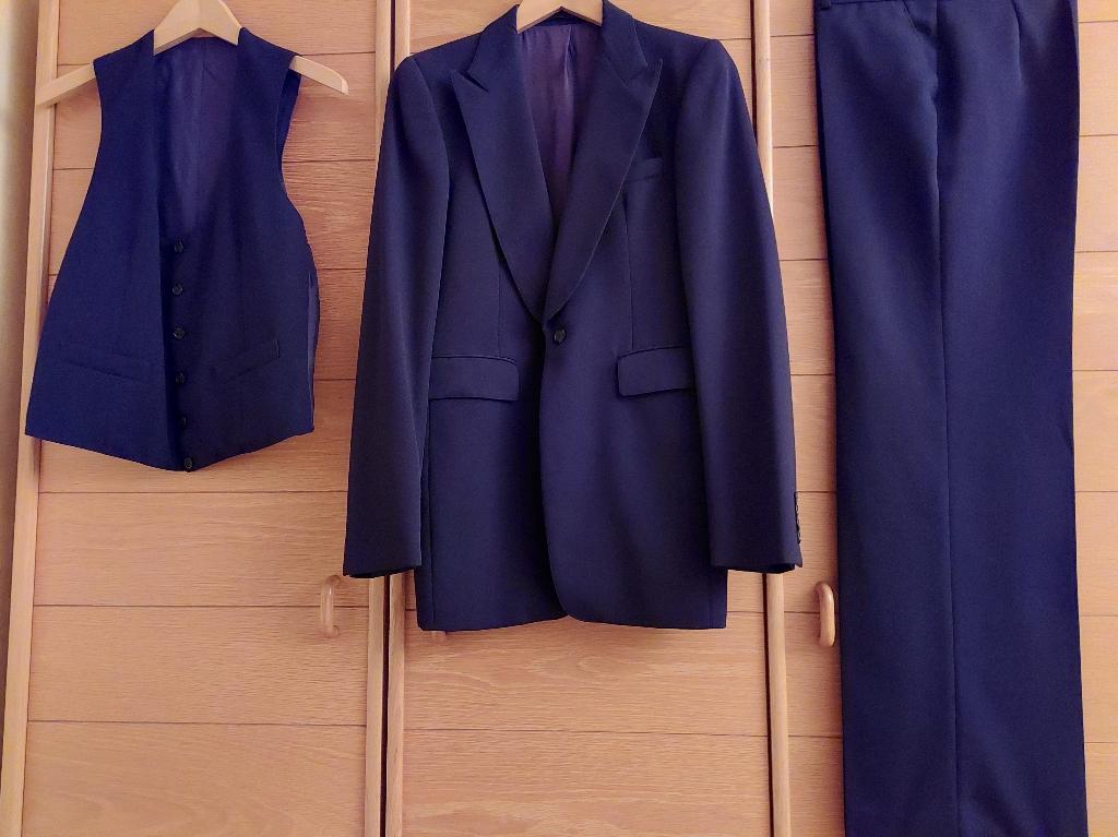 Mooi 3-delig herenpak – blauw – vintage – jaren 70 - Small, Ophalen of Verzenden, Zo goed als nieuw, Maat 46 (S) of kleiner, Blauw