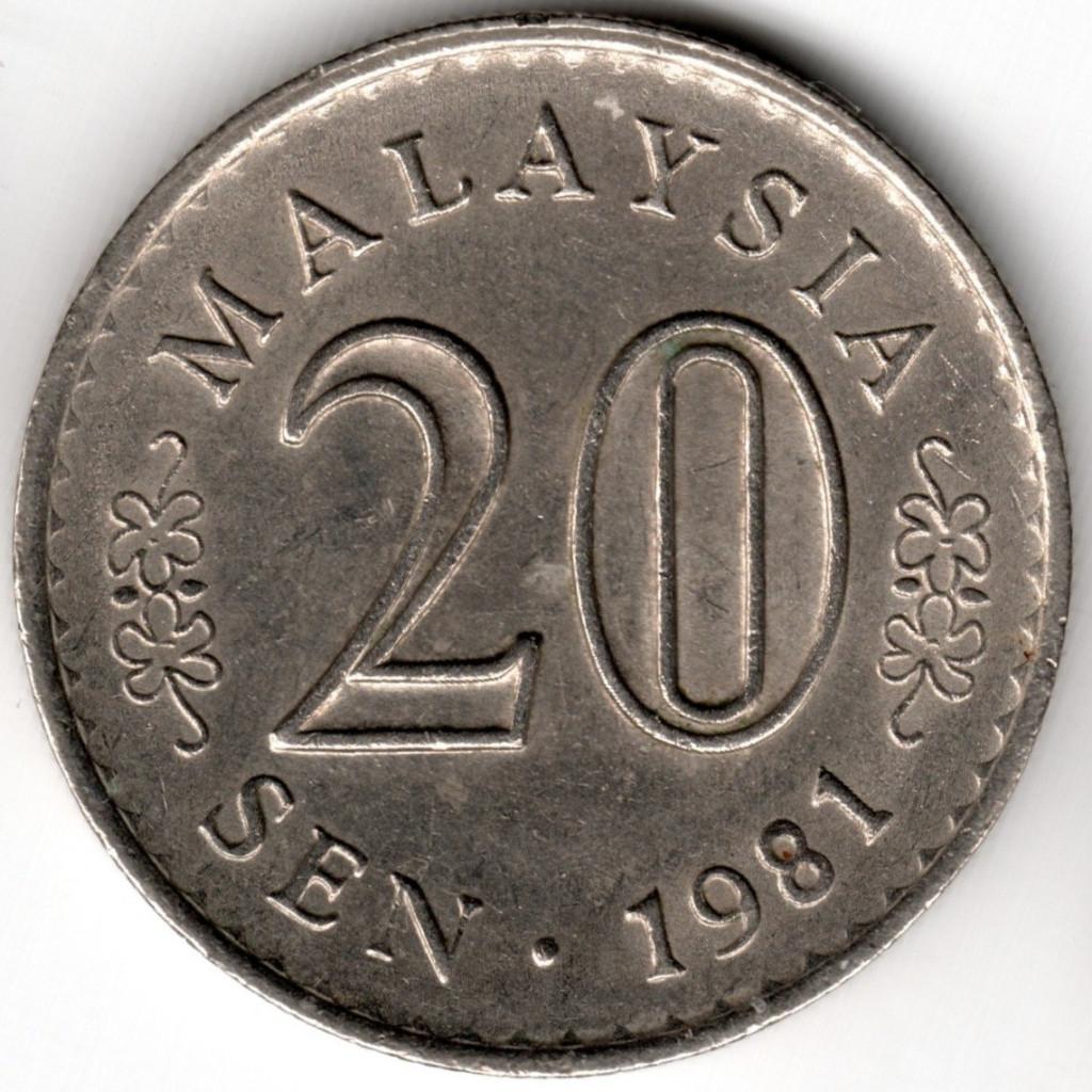 Maleisië : 20 Sen 1981  KM#4  Ref 15881, Postzegels en Munten, Ophalen of Verzenden, Zuidoost-Azië, Losse munt