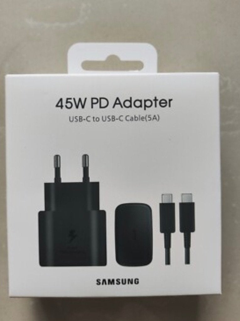 Chargeur rapide Batch Samsung 45W noir avec câble, Neuf, Enlèvement ou Envoi, Samsung, Adaptateur