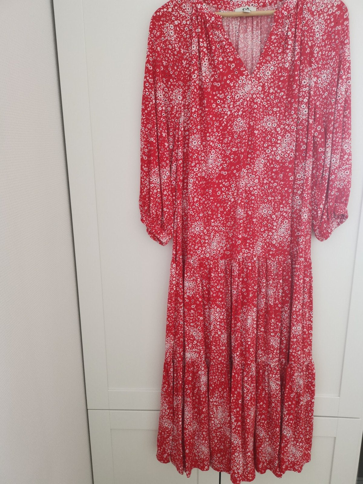 Nieuw, lang dameskleedje, half lange mouw, Ophalen, Maat 36 (S), Rood