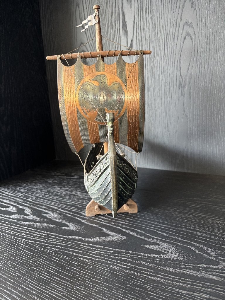 Vintage decoratief Vikingschip – houten modelboot, Enlèvement ou Envoi