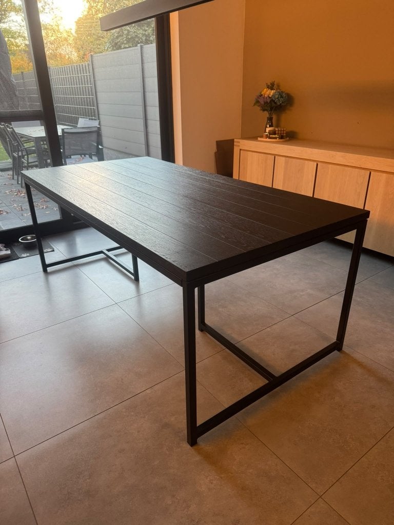 Massief eiken eetkamertafel, Ophalen, 100 tot 150 cm, Eikenhout, 200 cm of meer