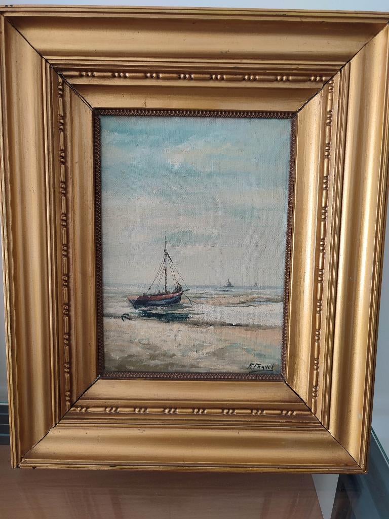 Schilderijtje op doek met kader van F. Franck, Antiek en Kunst, Kunst | Schilderijen | Klassiek, Ophalen