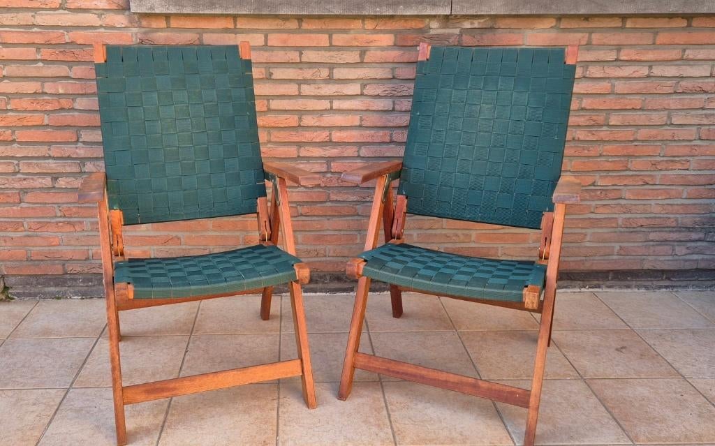teakhouten tuinstoelen, Ophalen, Zo goed als nieuw, Hout, Inklapbaar