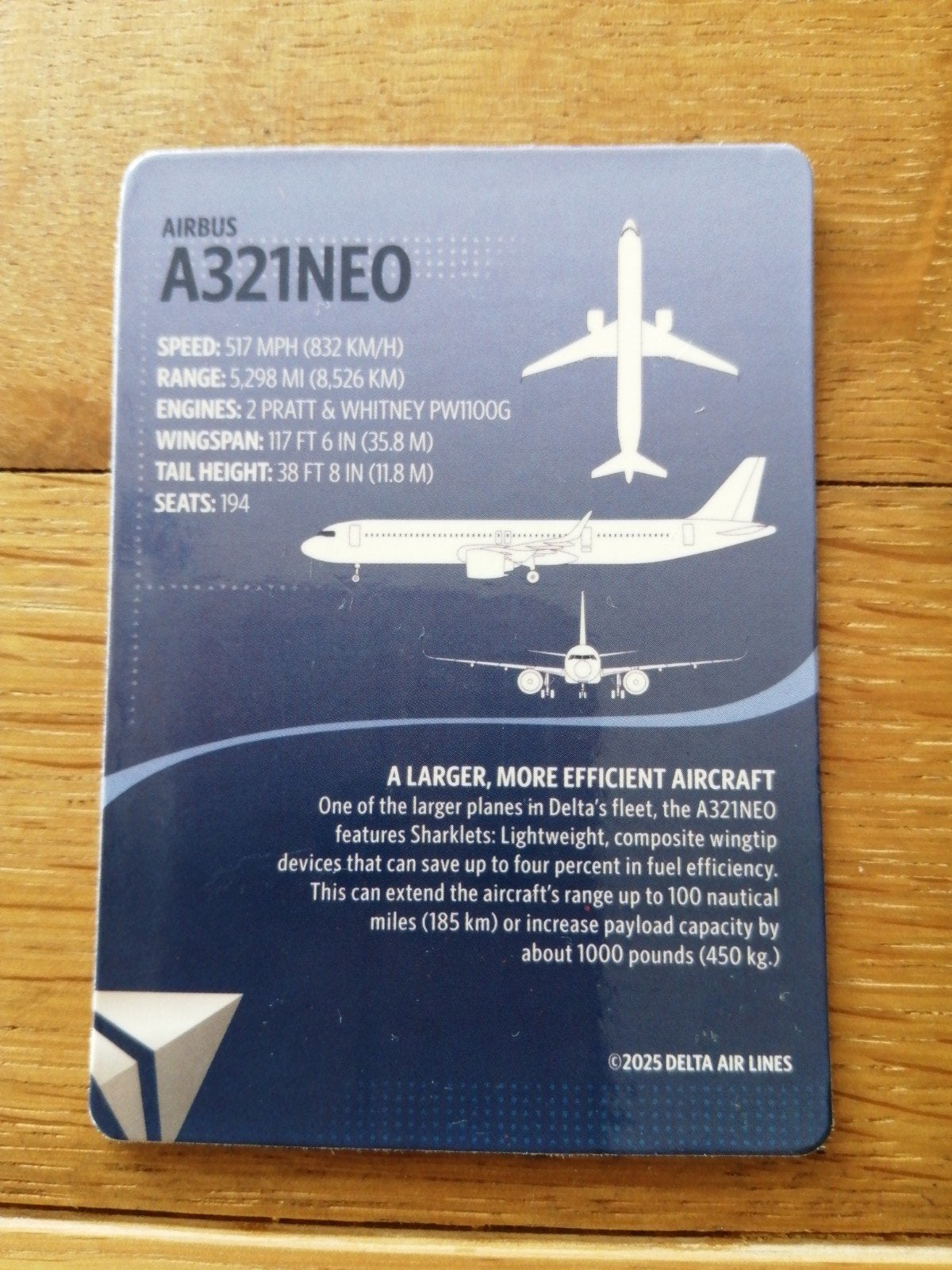 carte de collection Delta Airlines. 2025. Airbus A321NEO, Collections, Aviation, Enlèvement ou Envoi, Comme neuf, Carte, Photo ou Gravure