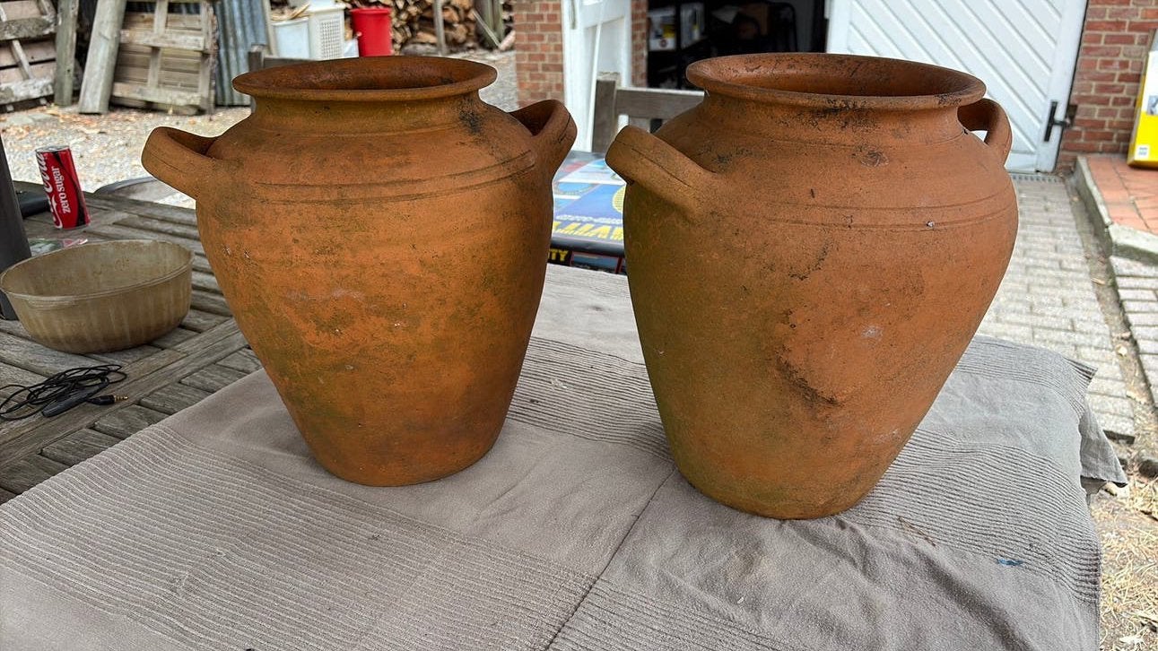 Set Vintage Terracotta Kruiken / Landelijke Aardewerk Potten, Enlèvement, Comme neuf