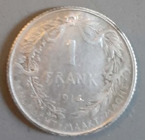 piece de monnaie argent 1fr  de 1914 belge neerlandaise, Ophalen of Verzenden, Zilver, Zilver