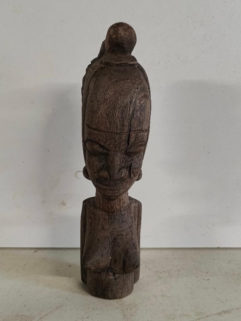 Buste van een Afrikaanse vrouw in hout, Ophalen of Verzenden, Hout, Buste, Vrouw