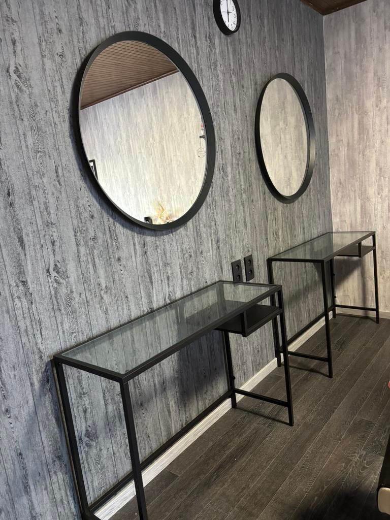 2 Tables en verre, Maison & Meubles, Tables | Coiffeuses, Moins de 100 cm, Comme neuf, Verre, Enlèvement