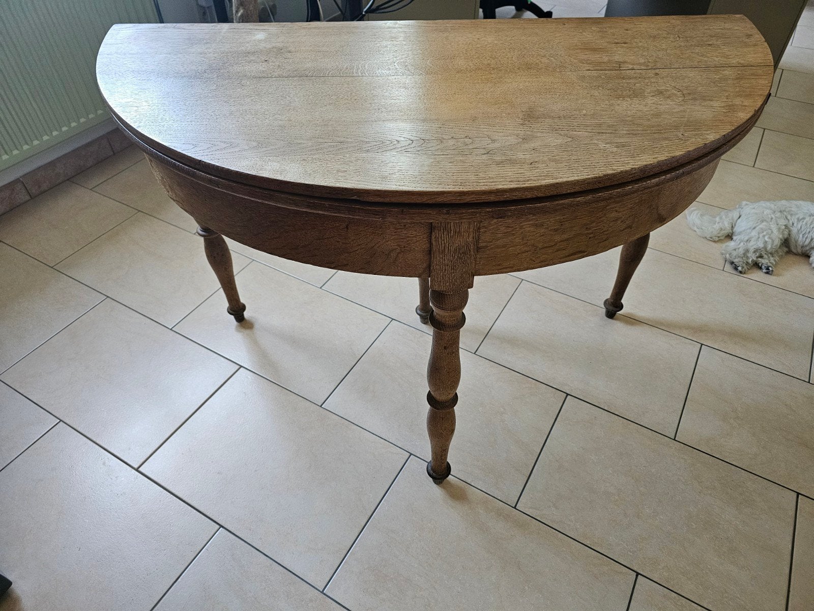 Table pied-tiroir en chêne, Enlèvement