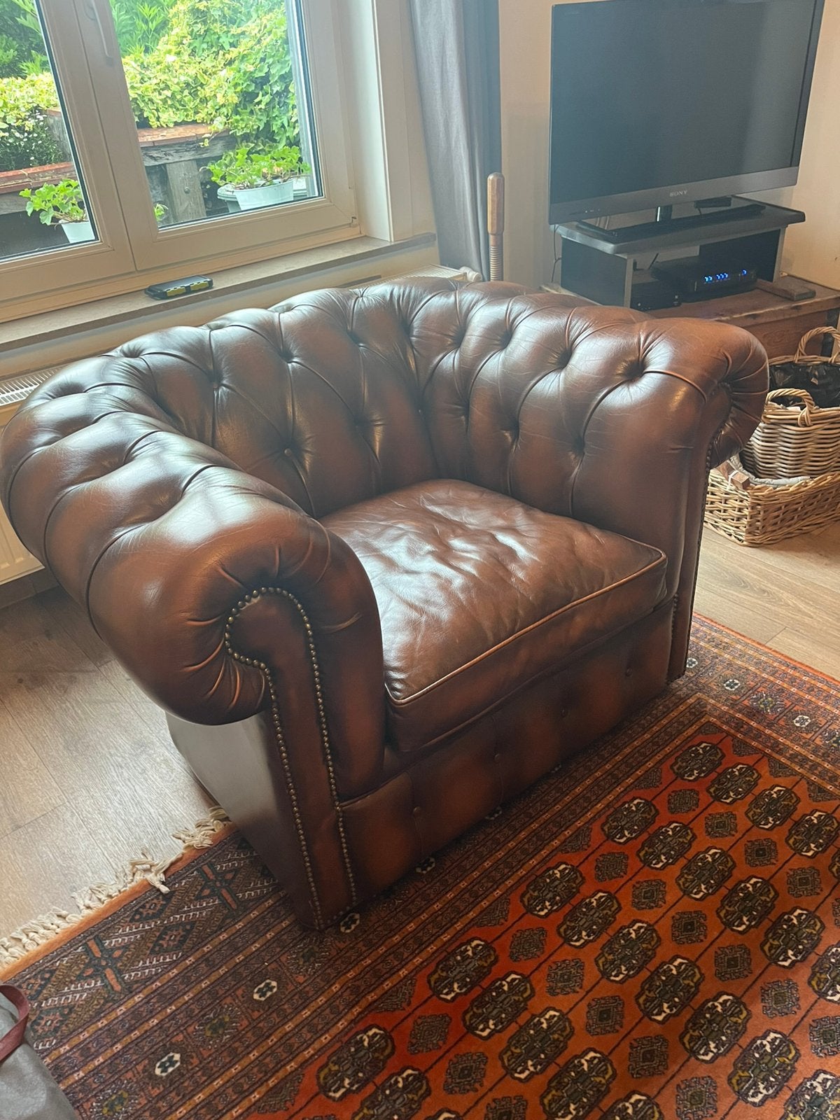 Chesterfield cuir, Ophalen, Zo goed als nieuw, Leer
