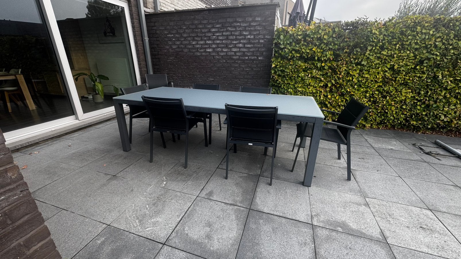 Tuintafel  + 8 stoelen merk Bristol, Tuin en Terras, Ophalen, Gebruikt, Aluminium, 8 zitplaatsen
