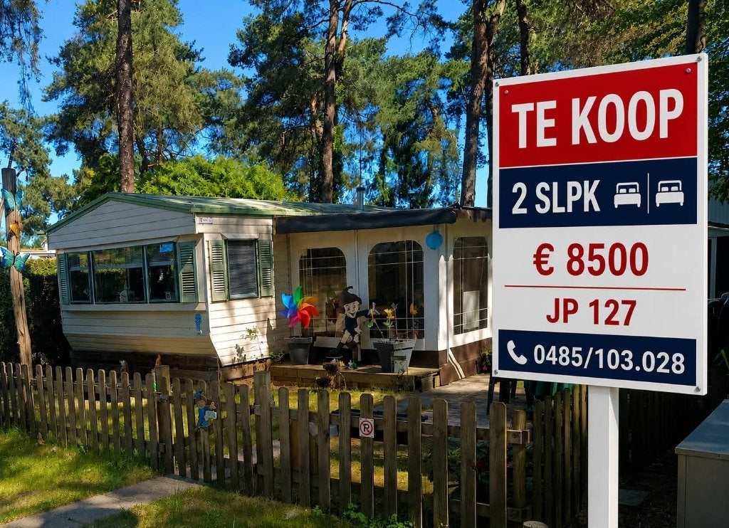 Stacaravan met voortent op camping het Blauwe Meer, Caravans en Kamperen, Stacaravans, Tot en met 4