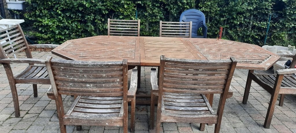 Houten tuintafel, Tuin en Terras, Ophalen, Gebruikt
