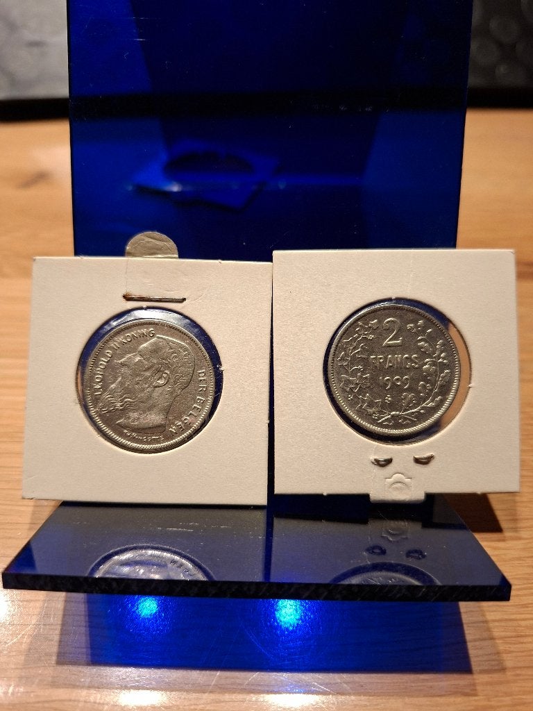 2 frank Leopold II – 1867 en 1909 – 4 munten, Ophalen, Zilver, Losse munt, Zilver
