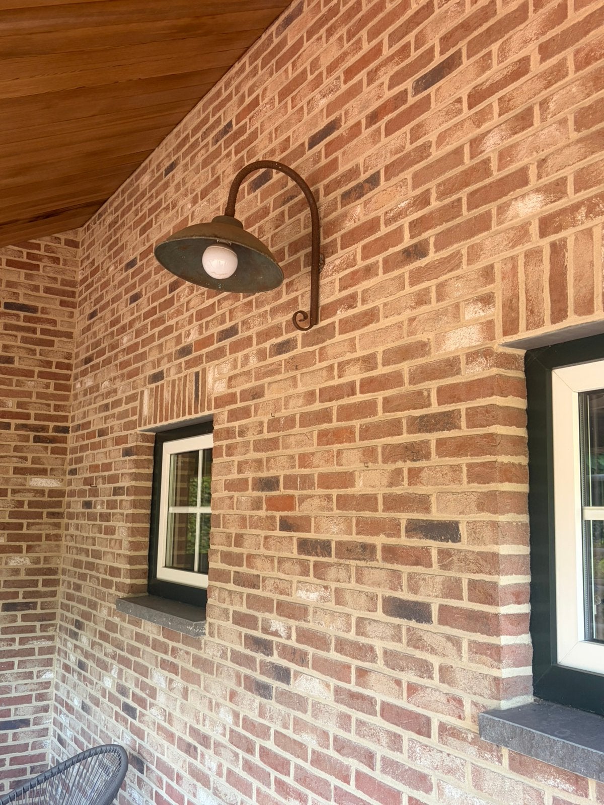 Franse wandlamp met koperen kap, Tuin en Terras, Ophalen, Zo goed als nieuw, Wandlamp