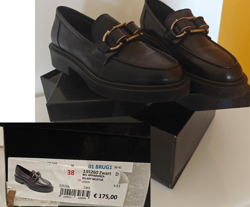 Paris Londres zwarte leren loafers  - maat 38, Kleding | Dames, Paris londres, Nieuw, Ophalen of Verzenden, Instappers