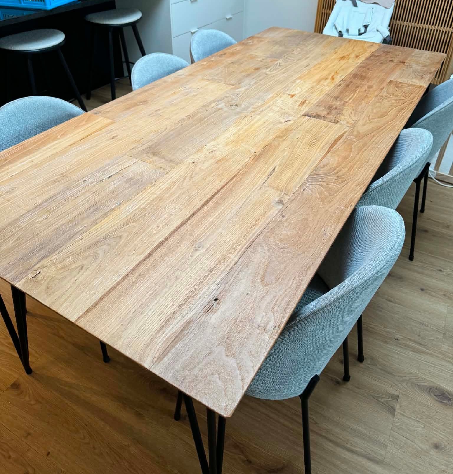 Eettafel Trentino met Raffino tafelblad, Ophalen, Gebruikt, Teakhout, 200 cm of meer