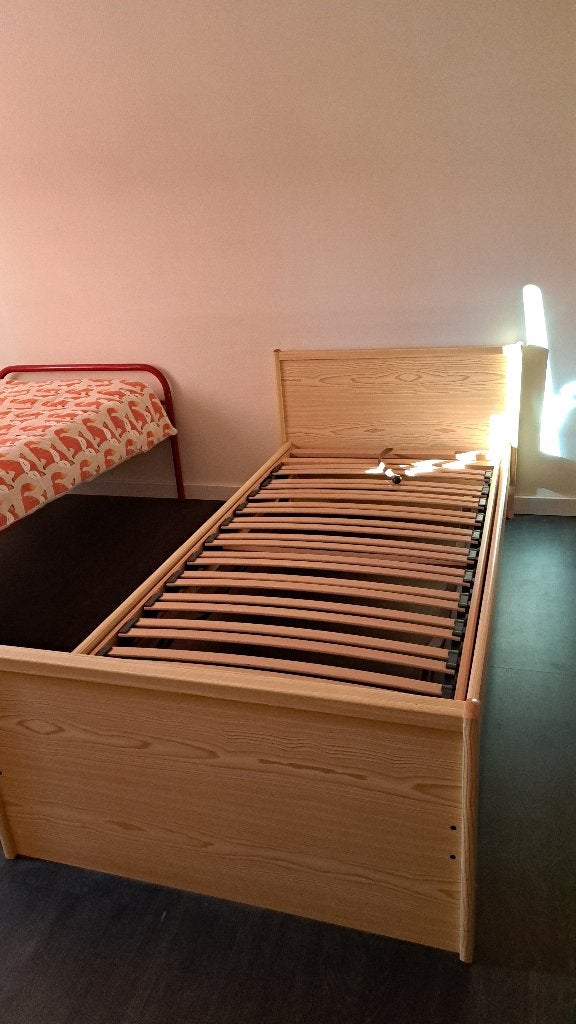 bed 1 persoon, Ophalen, 90 cm, Eenpersoons, Beige