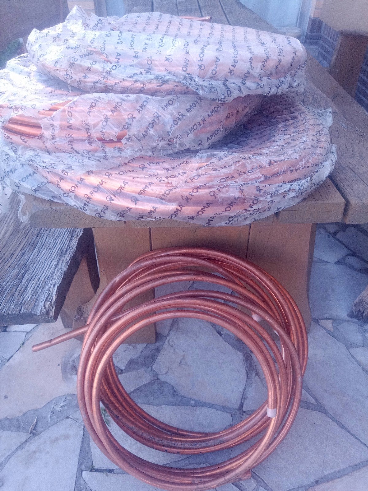 3/4" en 1/2"  Koper leiding zonder mantel, Ophalen