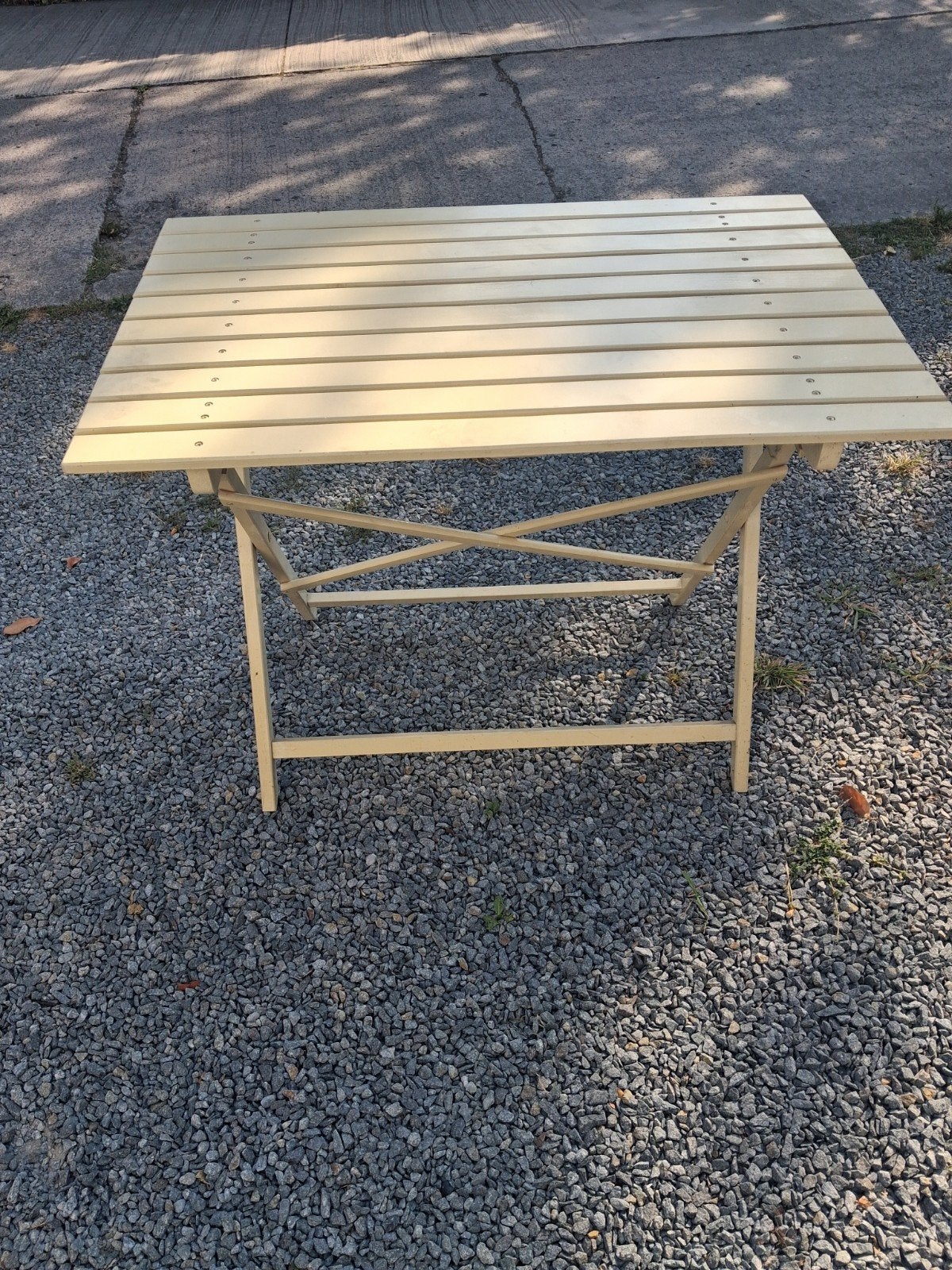 table de patio en bois authentique, Jardin & Terrasse, Enlèvement, Comme neuf, Rectangulaire, Bois