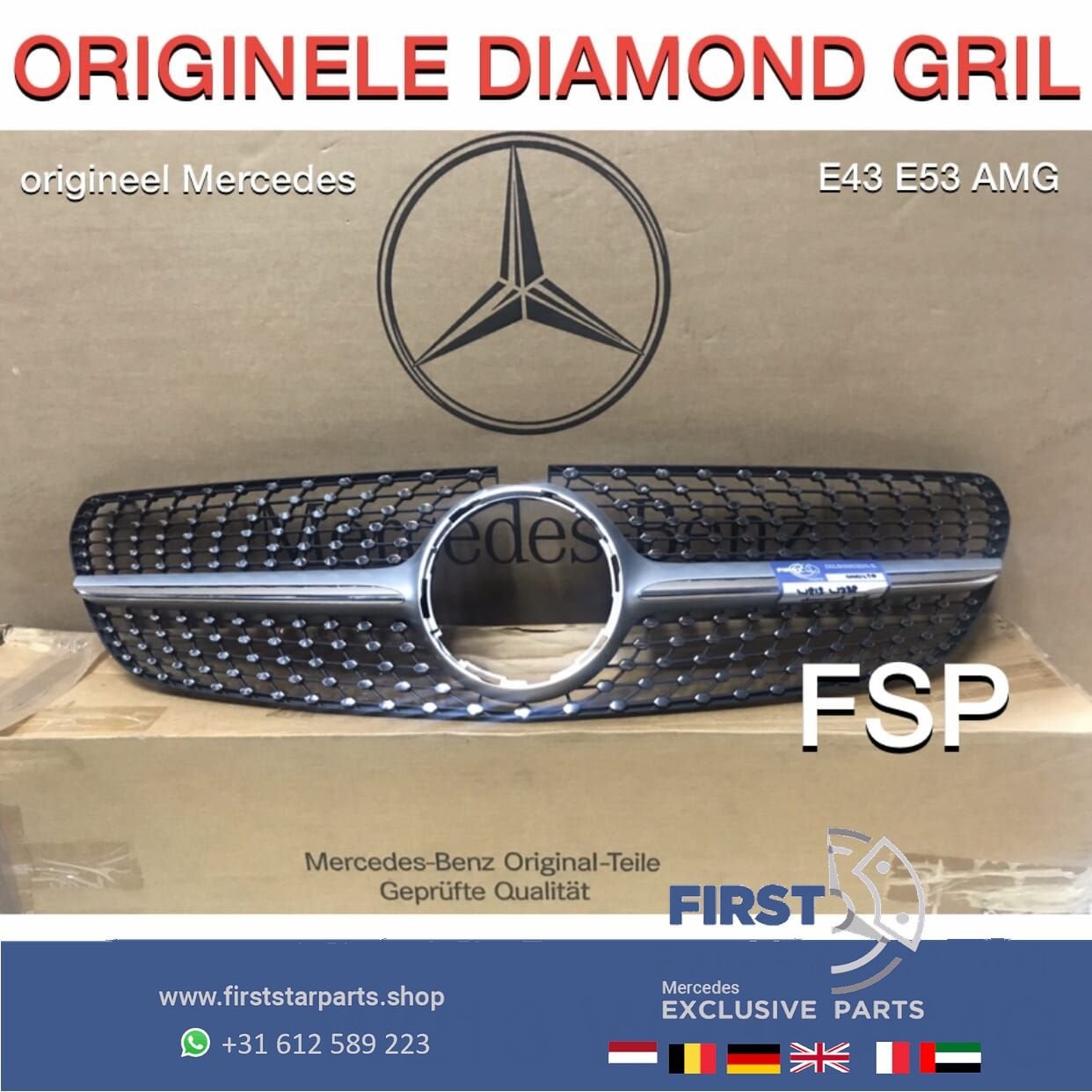 W213 C238 DIAMOND GRILLE E KLASSE 2016-2020 ORIGINEEL Merced, Utilisé, -, -, Enlèvement ou Envoi