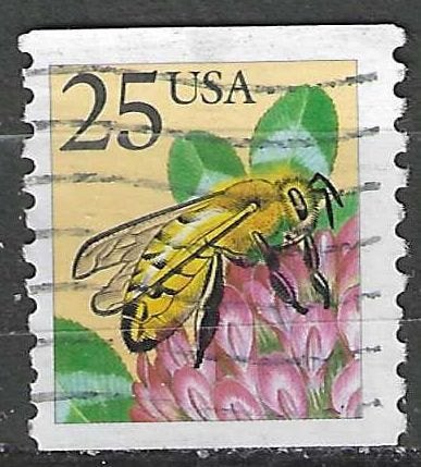 États-Unis 1988 - Yvert 1827 - Faune - Abeille - 25 c. (ST), Timbres & Monnaies, Envoi, Affranchi