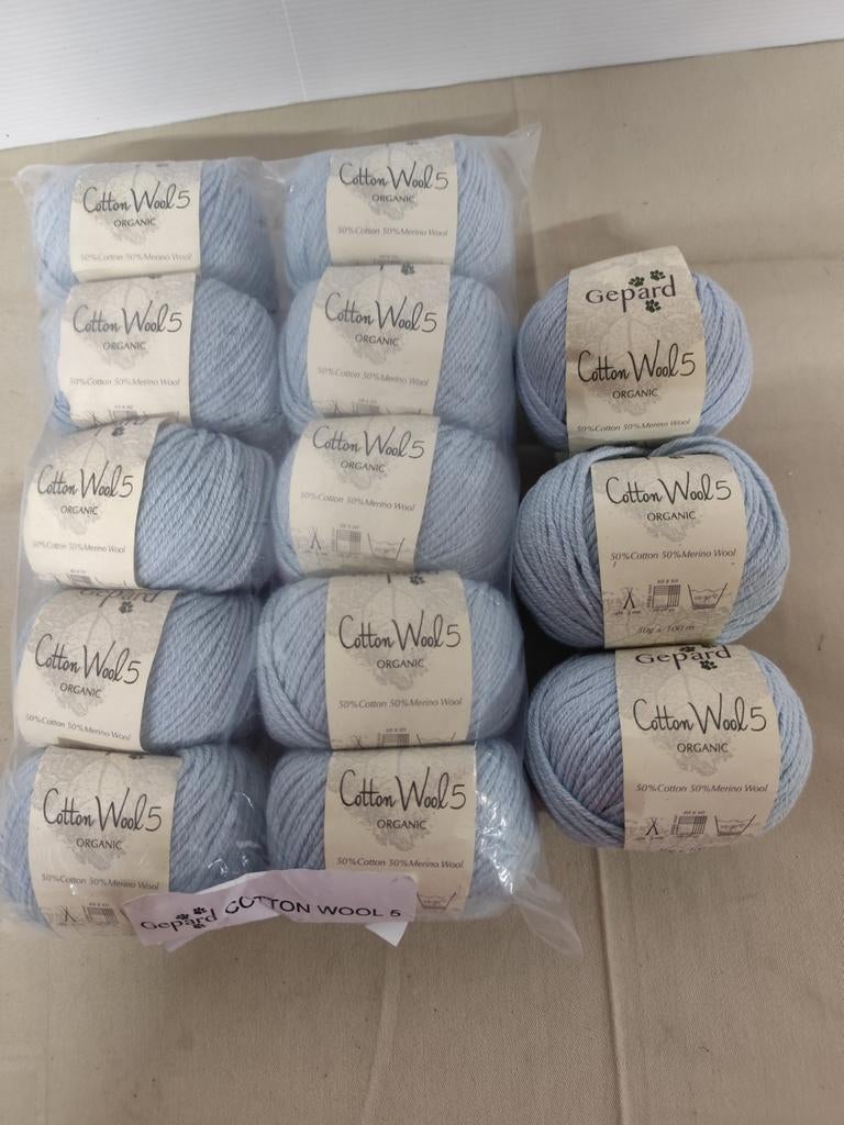 Gepard Cotton Wool 5 Organic 13 bollen. Licht blauw., Hobby en Vrije tijd, Ophalen