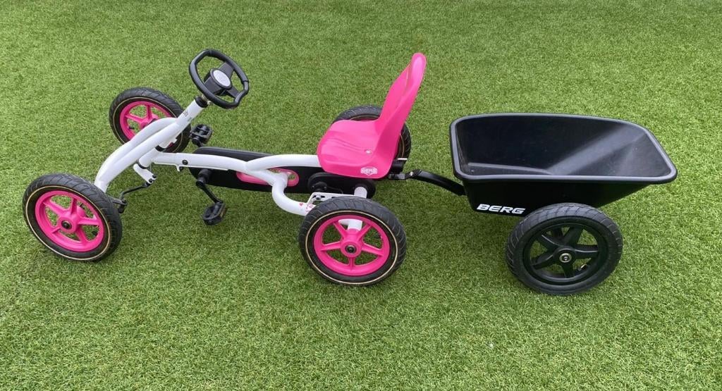 Gocart BERG BADDY roze met aanhangwagentje, Ophalen, Zo goed als nieuw, Berg, Met kar of aanhanger