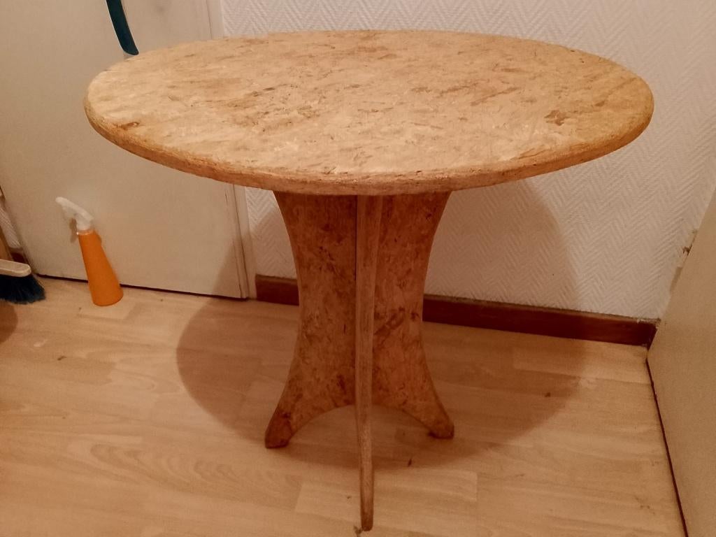 Table d’appoint design en bois Sans vis Ultra solide Neuve, 55 à 75 cm, Comme neuf, Enlèvement, Ovale