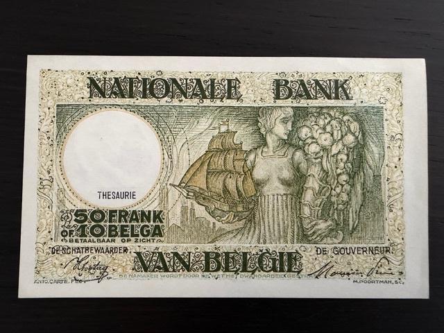 50 frank 10 belga 1945 UNC, Verzenden, Los biljet