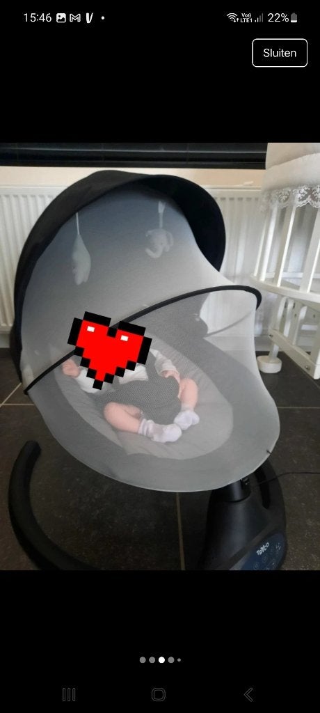 Elektrische schommelstoel baby, Kinderen en Baby's, Wipstoeltjes, Overige merken, Schommelstoel, Zo goed als nieuw, Met gordel(s) of riempje(s)