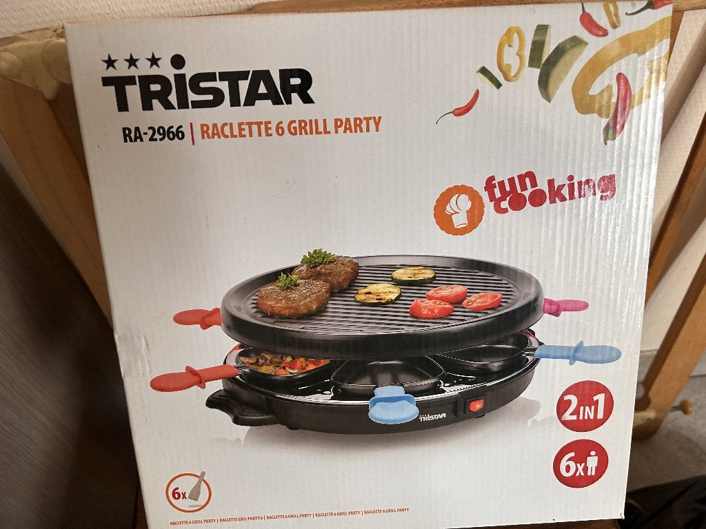 Raclette-grill voor 6 personen, Ophalen, Vaatwasmachinebestendig, Zo goed als nieuw, Tafelgrill